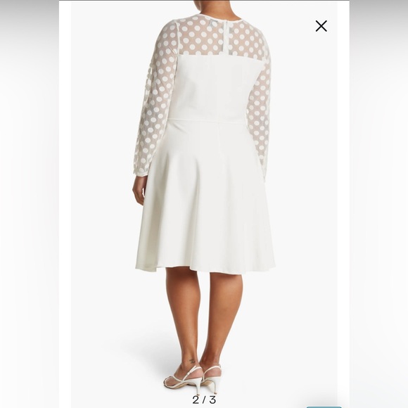 White Polka Dot Long Sleeve Dress - Picture 6 of 6